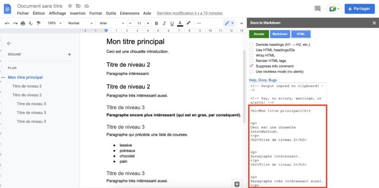 Générateur de texte HTML : la puissance de Docs to Markdown