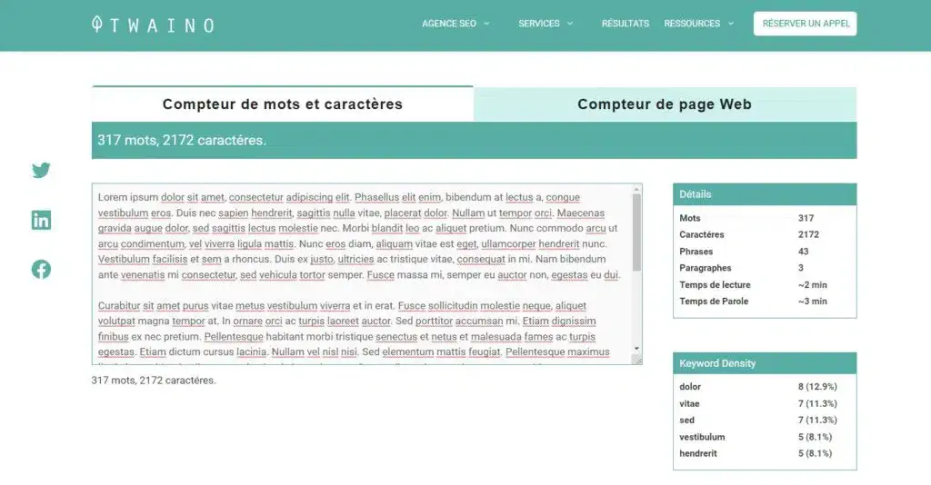 compteur de mots twaino
