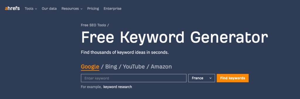 autre outil pour trouver des mots-cles gratuitement keyword generator