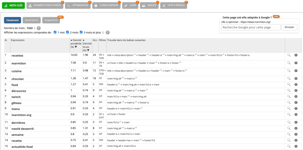 alyze est un outil gratuit qui permet de trouver les mots-cles d'un site facilement