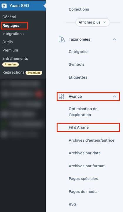 ajouter un fil d'ariane grace au plugin wordpress yoast seo