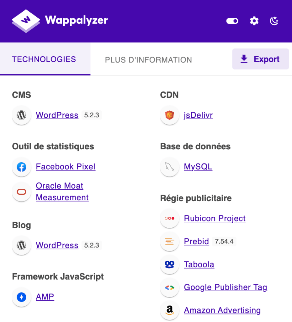 une des meilleures extensions chrome seo est wappalyzer